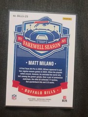 2025 Panini Buffalo Bills Farewell Season Matt Milano 1973 Edition /199 Jersey #