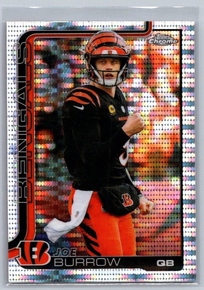 Joe Burrow 61 2025 Topps Chrome Pulsar Refractor Cincinnati Bengals Card