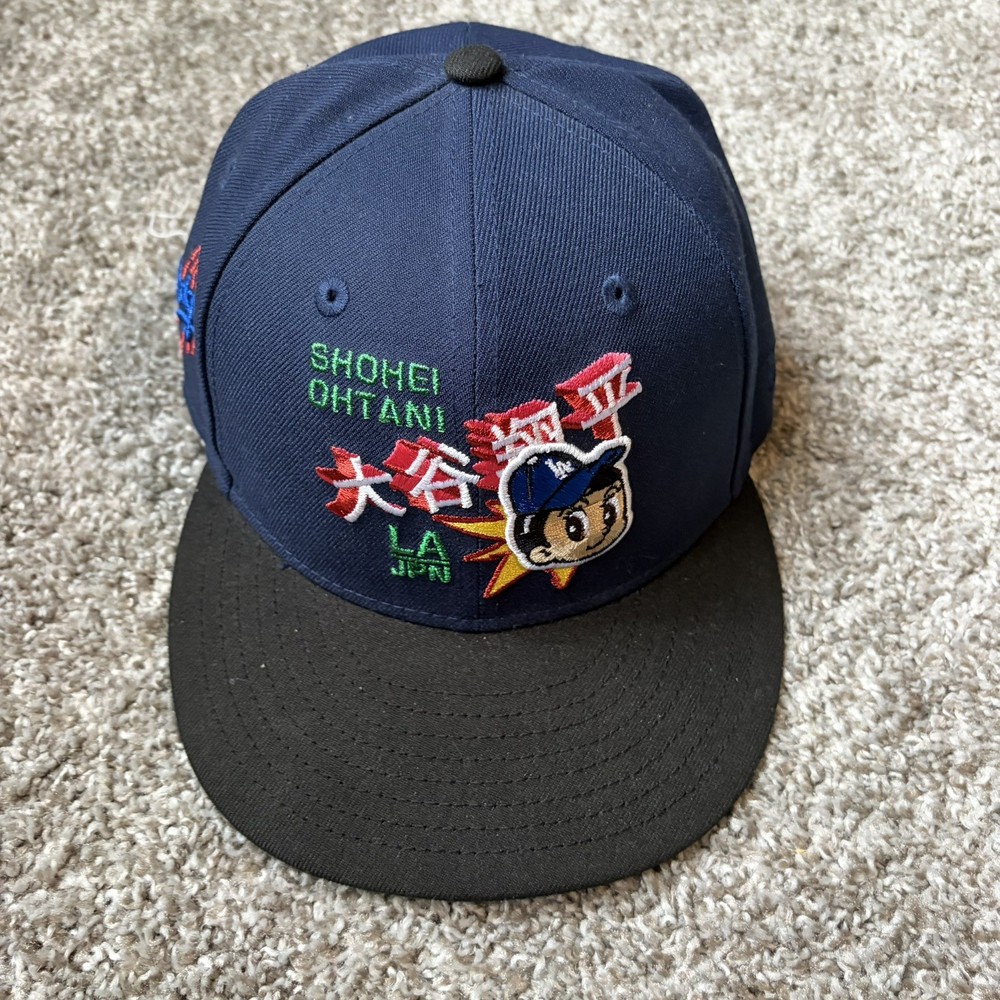 Hat Club LA Dodgers Shohei Ohtani New Era Cap Navy Black Fitted Hat MLB 7 1/4