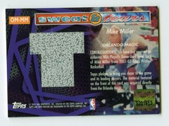I713 MIKE MILLER NBA PLAYOFF TOWEL 2001-02 TOPPS PRISTINE SWEAT & TEARS MAGIC
