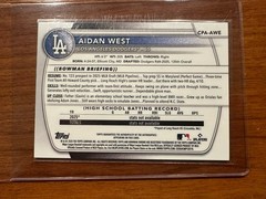 2025 Topps Bowman Draft Chrome Prospect Rookie Auto Aidan West Dodgers CPA-AWE