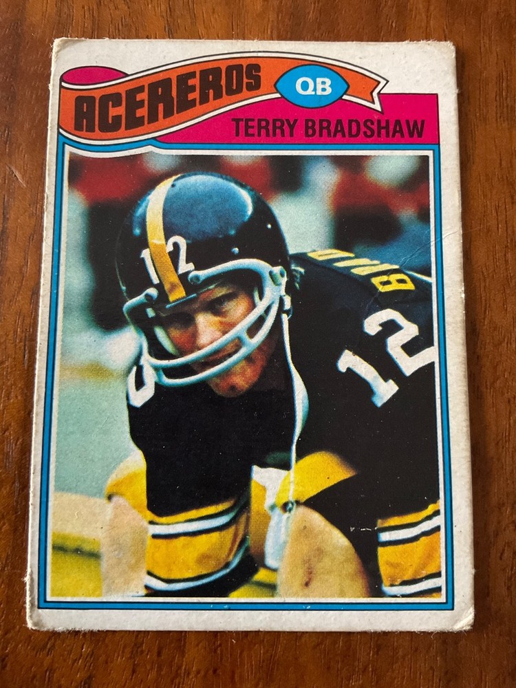 1977 Topps Mexican #245 Terry Bradshaw of the Pittsburgh Steelers, Hall of Famer