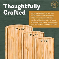 Wood Cutting Board – 3 Piece Bamboo Set, 3-Piece, Natural