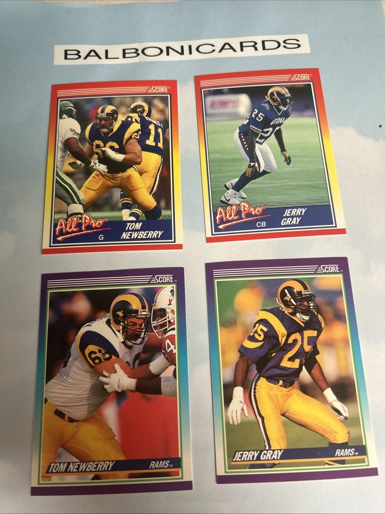 Los Angeles Rams 4 Card 1990 Score Lot! Tom Newberry Jerry Gray NM+