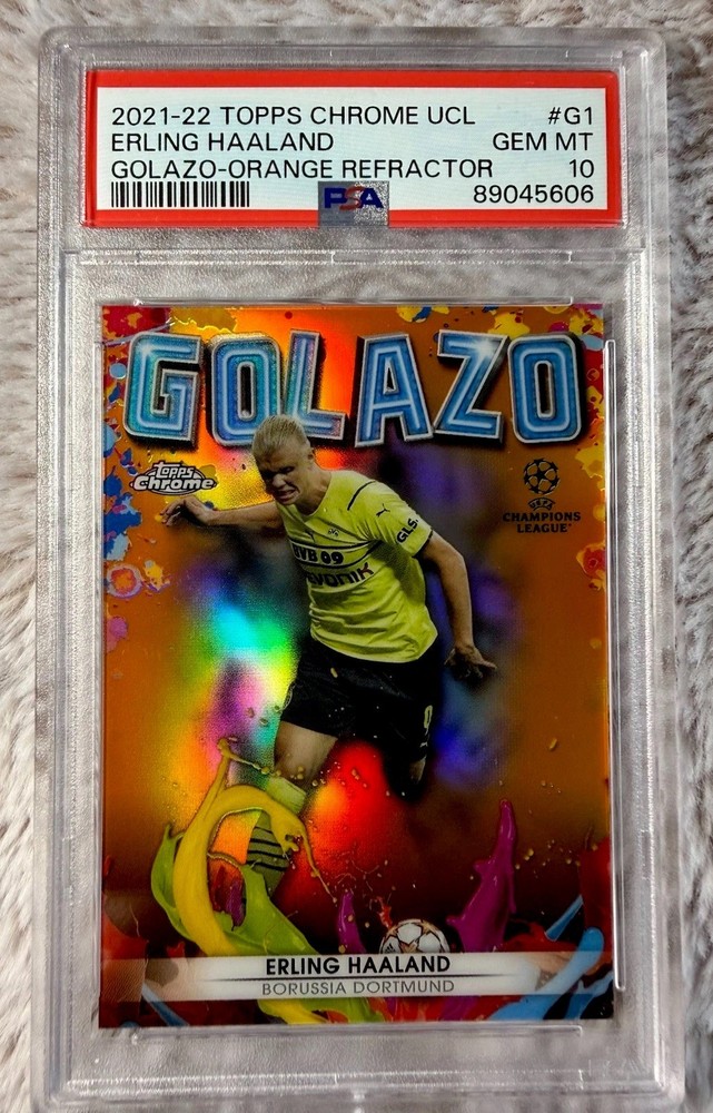 2021 TOPPS CHROME CHAMPIONS LEAGUE GOLAZO #G1 ERLING HAALAND 14/25 PSA 10🇳🇴