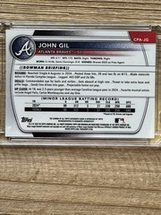 Topps 2025 Bowman Chrome John Gil 1st Bowman Green Auto #/99 CPA-JG Braves