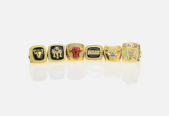 6PCS Michael Jordan Chicago Bulls Championship Rings Set w/ Wooden Case NBA