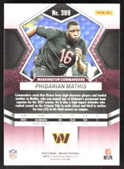 2022 486A Panini Mosaic Phidarian Mathis Rookie Washington Commanders #389