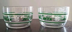 Pair of 2 Vintage New York Jets Glass Snack Bowl Libbey NFL Football