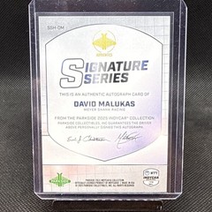 2025 Parkside Indycar Signature Series David Malukas Autographed Card #SSH-DM
