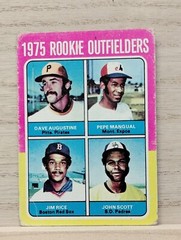 1975 Topps Rookie Outfielders Baseball Card#616 Augustine, Mangual, Rice & Scott