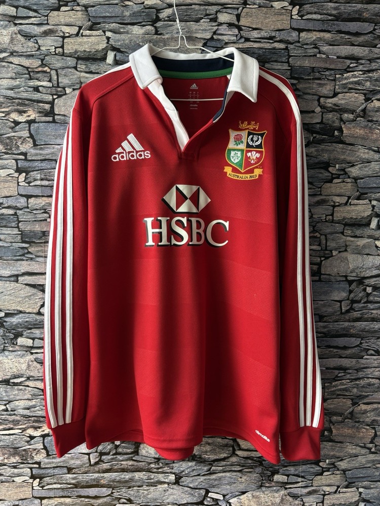 Adidas British & Irish Lions Rugby Jersey Australia 2013 Red Long Sleeve Size L