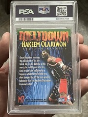 1995-96 Skybox Premium – Meltdown Hakeem Olajuwon #M7 PSA 8 Rockets Legend HOF