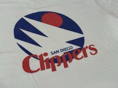 San Diego Clippers T-Shirt Medium NBA Retro Logo Basketball White Red Navy Blue