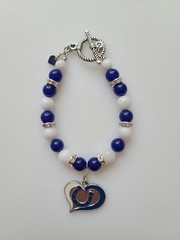 Indianapolis Colts Bracelet Football Blue and White Jade Rhinestone Silver