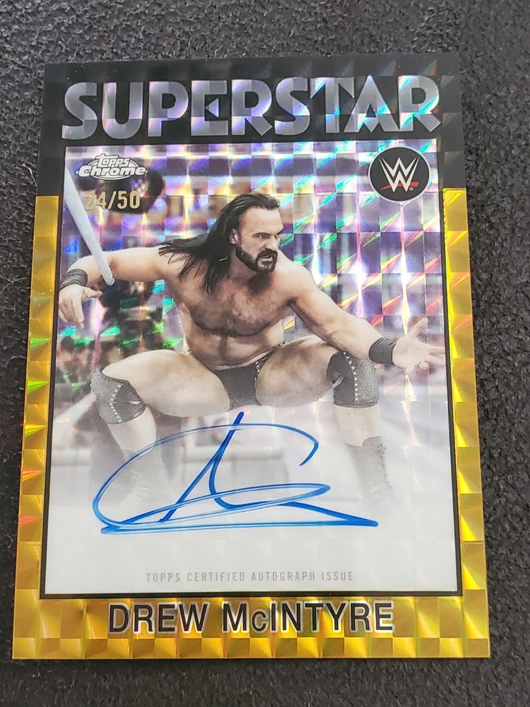 2026 Topps Chrome WWE Drew McIntyre 1986 Autograph Gold Geometric Refractor /50