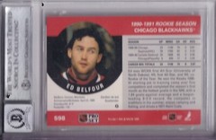 BECKETT 10 1990-91 PRO SET ED BELFOUR « HOF 2011 » SIGNED BLACKHAWKS ROOKIE CARD 9