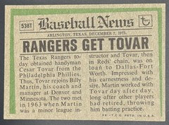 1974 Topps Cesar Tovar #538T Traded Rangers
