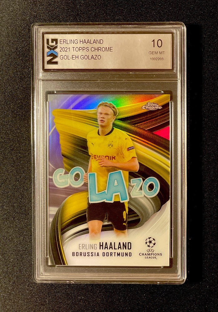 Erling Haaland 2021 Topps Chrome Golazo Refractor GOL-EH Graded NXG 10 Gem Mint