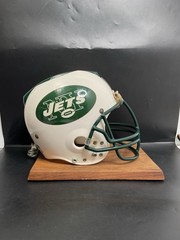 Vintage New York Jets NFL Helmet Phone Telephone On Wood Base Riddell – UNTESTED