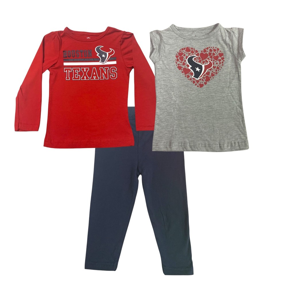 NFL Houston Texans Grey, Navy and Red Toddlers Girls 3pk Coordinate Set, 12M