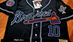 NEW! RARE C ATLANTA BRAVES Chipper Jones #10 Stitched Dual Patch STITCHED Jersey