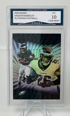 2024 Panini Illusions Saquon Barkley Jalen Hurts AJ Brown Eagles 3 Card Team Set