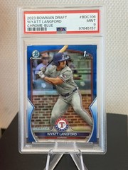 2023 Bowman Draft – 1st Bowman Wyatt Langford #BDC-106 Blue Refractor /150 (RC)