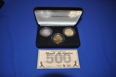 Mark McGwire Highland Mint .999 Fine Silver 24K Gold Baseball Coin set of 3 COA