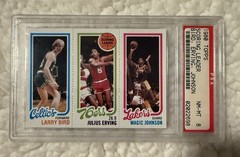 Larry Bird Magic Johnson 1980-81 Topps Rookie Card Dr J PSA 8 No Print Mark