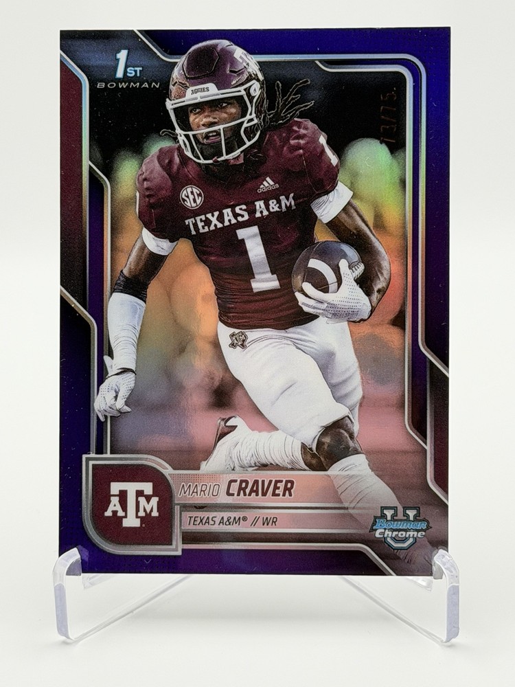 2025 Bowman Chrome Mario Craver Texas A&M 1st Bowman Purple #165 /75