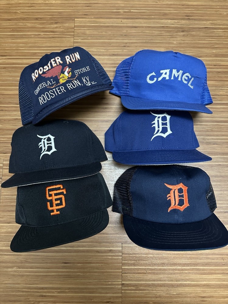 Vintage Snapback Trucker Mesh Fitted 7 3/8 Hat Cap New Era MLB camel Bundle Lot