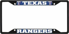 Fanmats 31323 Texas Rangers Metal License Plate Frame Black Finish