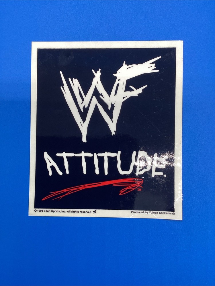 VTG 1998 WWF Attitude Sticker Original Yujean Stickem Titan Sports Scratch Logo