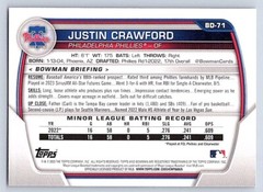 JUSTIN CRAWFORD PHILLIES 2023 BOWMAN DRAFT #BD- 71