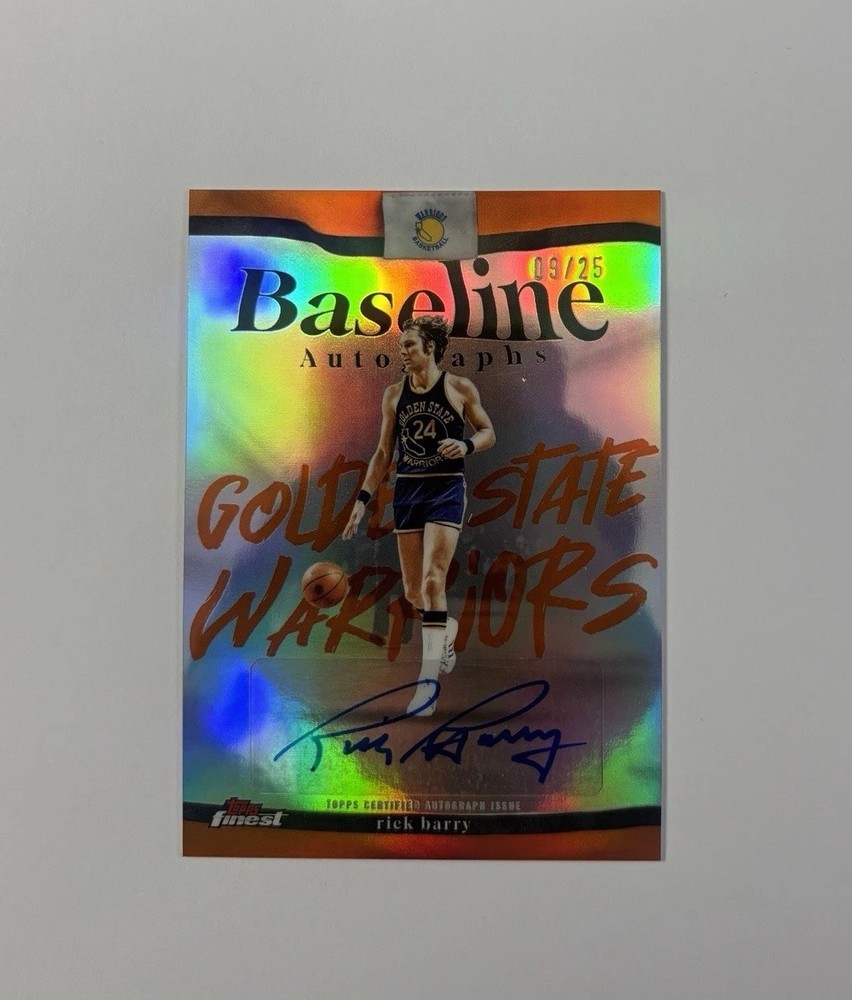 2025-26 Topps Finest Basketball Rick Barry Baseline Auto True Orange /25 GSW