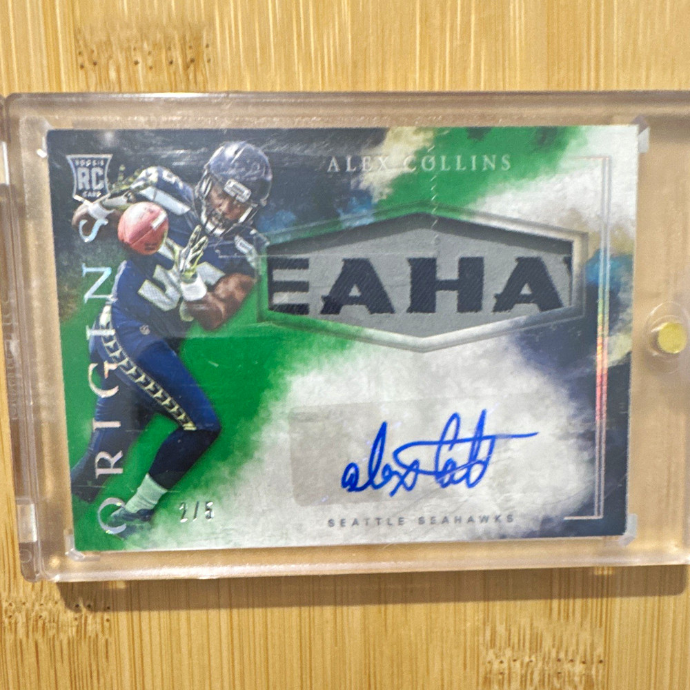 Panini 2016 Origins Alex Collins RC Auto Logo Patch Green /5 Seahawks RJPA-AC!!!