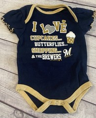 Milwaukee Brewers Baby Girl Bodysuit 6-9 Months MLB Baseball Navy Blue Snap
