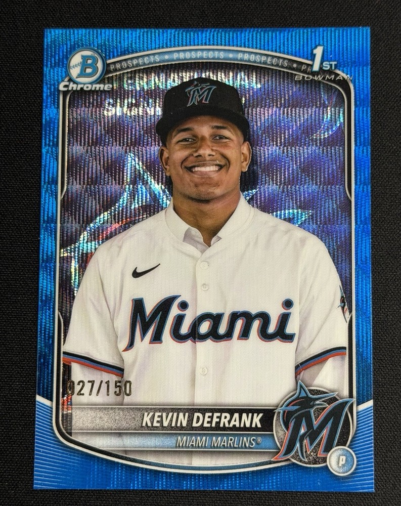 KEVIN DEFRANK 2025 BOWMAN CHROME BLUE WAVE REFRACTOR 1ST ROOKIE /150! Marlins