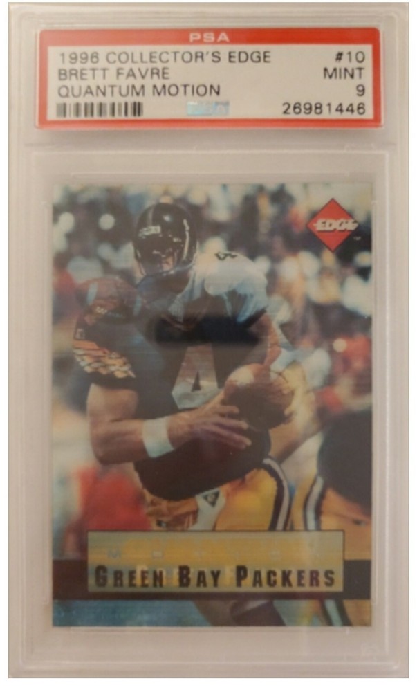 1996 Collectors Edge Brett Favre QUANTUM MOTION CARD #10 graded PSA 9 card