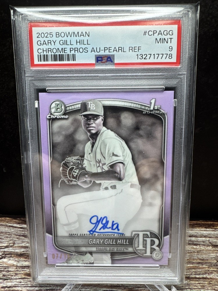 2025 Bowman Gary Gill Hill Chrome Prospect Pearl Refractor Auto /10 #CPA-GG PSA9
