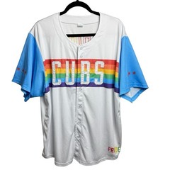 Chicago Cubs SZ XL Pride Baseball Jersey White Rainbow Stripe LGBT MLB Jersey
