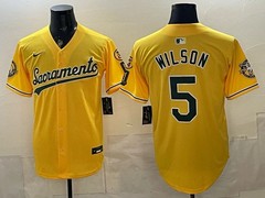 Men&rsquo;s MLB Oakland Athletics #5 Jacob Wilson 2026 Alternate Stadium Jersey – Gold