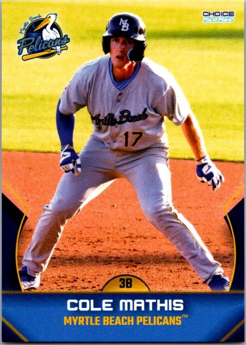 Cole Mathis 2025 Choice Myrtle Beach Pelicans #9 Myrtle Beach Pelicans