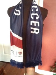 Scarf United States Soccer & Chevrolet Official Red Navy White Stripe Fringe