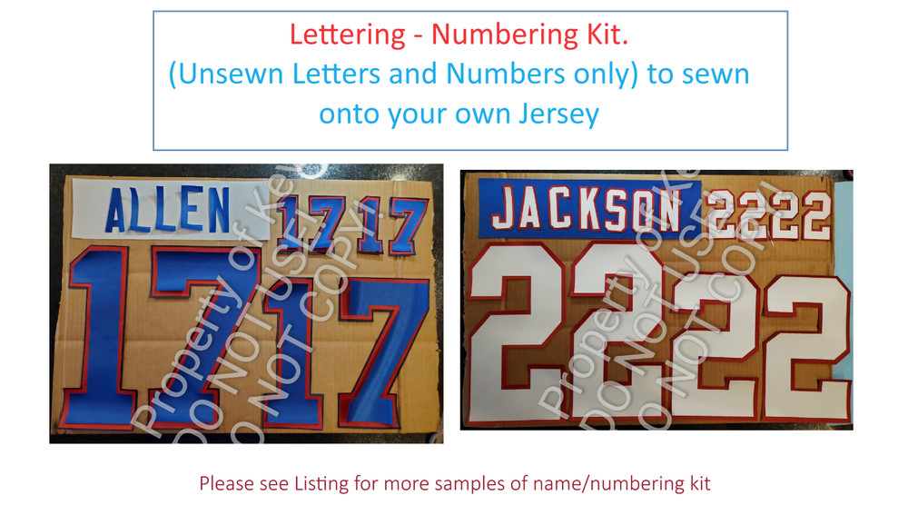 NFL Buffalo Bills Jersey Kit Custom Lettering ANY YEAR Name Number UNSEWN