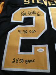 KEVIN STEVENS AUTOGRAPHED CUSTOM JERSEY W/ « 91-92 CUPS, 2X 50 GOALS » JSA