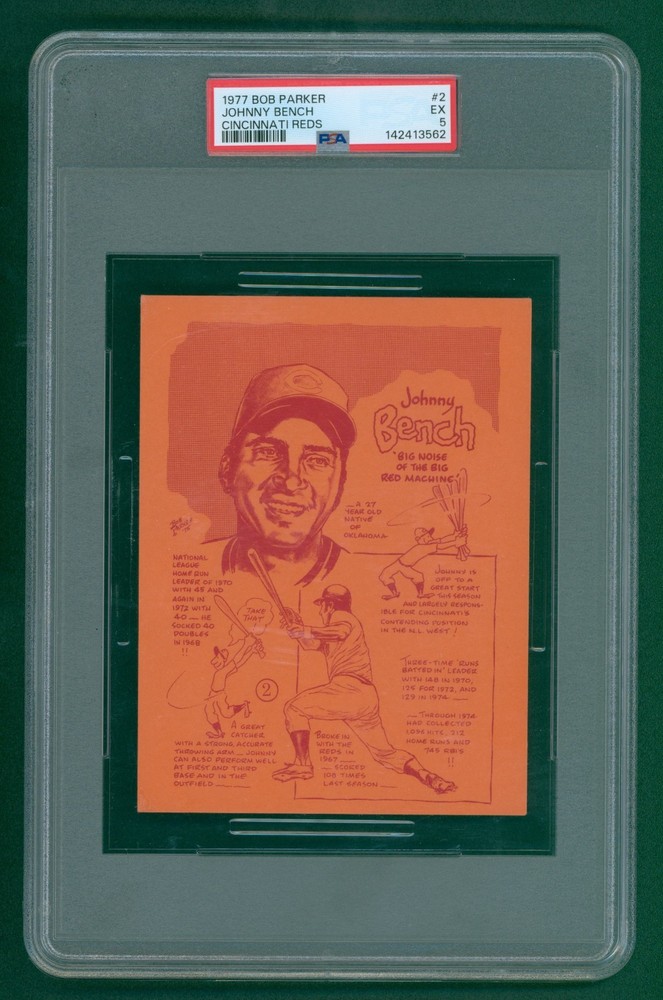 1977 Bob Parker Reds Baseball Card – #2 Johnny Bench, PSA 5 EX