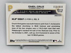 2022 Topps Update Debut Green Foil /499 Oneil Cruz #US113 Rookie RC