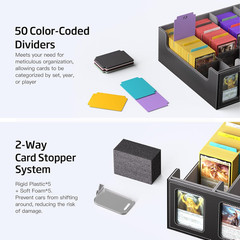Trading Card Storage Box 5-Row 3900+ Capacity, Black | MTG Card Case with Magnet
